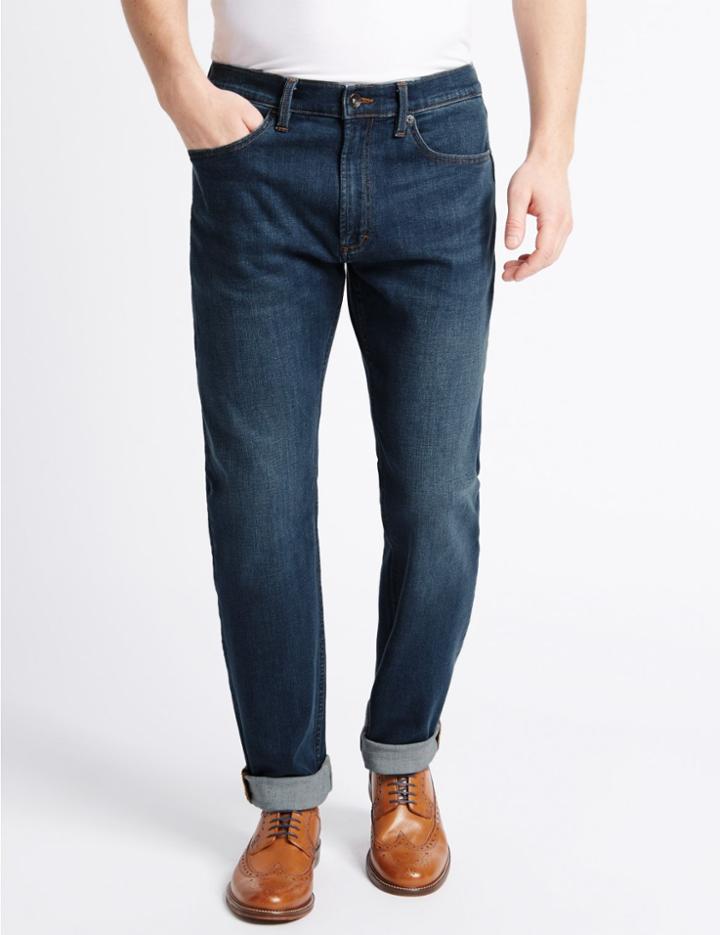 Marks & Spencer Tapered Fit Jeans Medium Blue