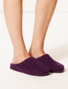 Marks & Spencer Cable Knit Mule Slippers Purple