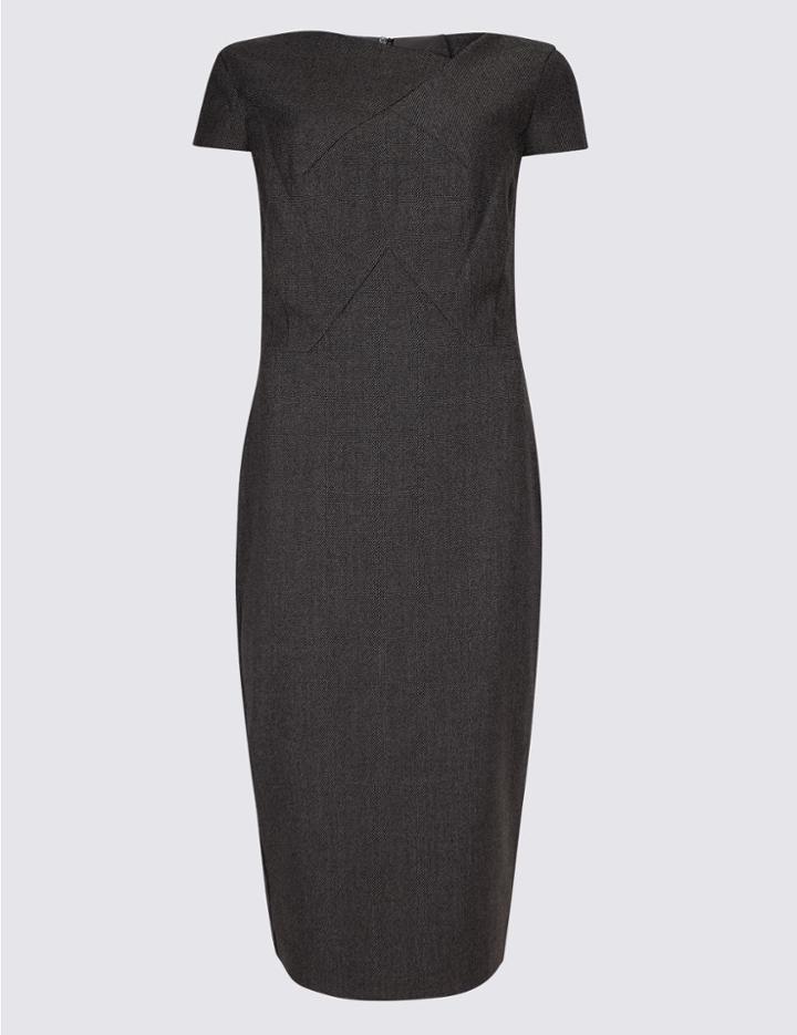 Marks & Spencer Textured Short Sleeve Bodycon Midi Dress Charcoal