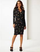 Marks & Spencer Floral Print Bodycon Dress Black Mix