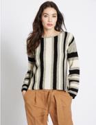 Marks & Spencer Striped Slash Neck Jumper Oatmeal Mix