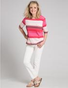 Marks & Spencer Modal Blend Striped Half Sleeve T-shirt Pink Mix