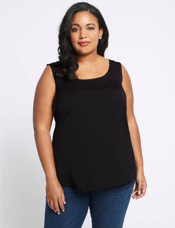 Marks & Spencer Curve Round Neck Camisole Top Black C