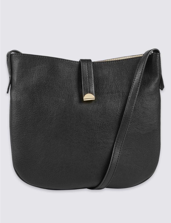 Marks & Spencer Metal Tab Across Body Bag Black