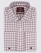 Marks & Spencer Pure Cotton Regular Fit Checked Shirt Mulberry