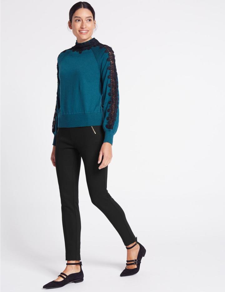 Marks & Spencer Ponte Slim Leg Trousers Black