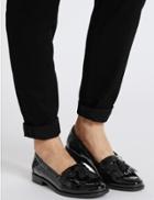 Marks & Spencer Block Heel Tassel Loafers Black Patent