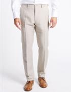 Marks & Spencer Linen Rich Textured Tailored Fit Trousers Neutral