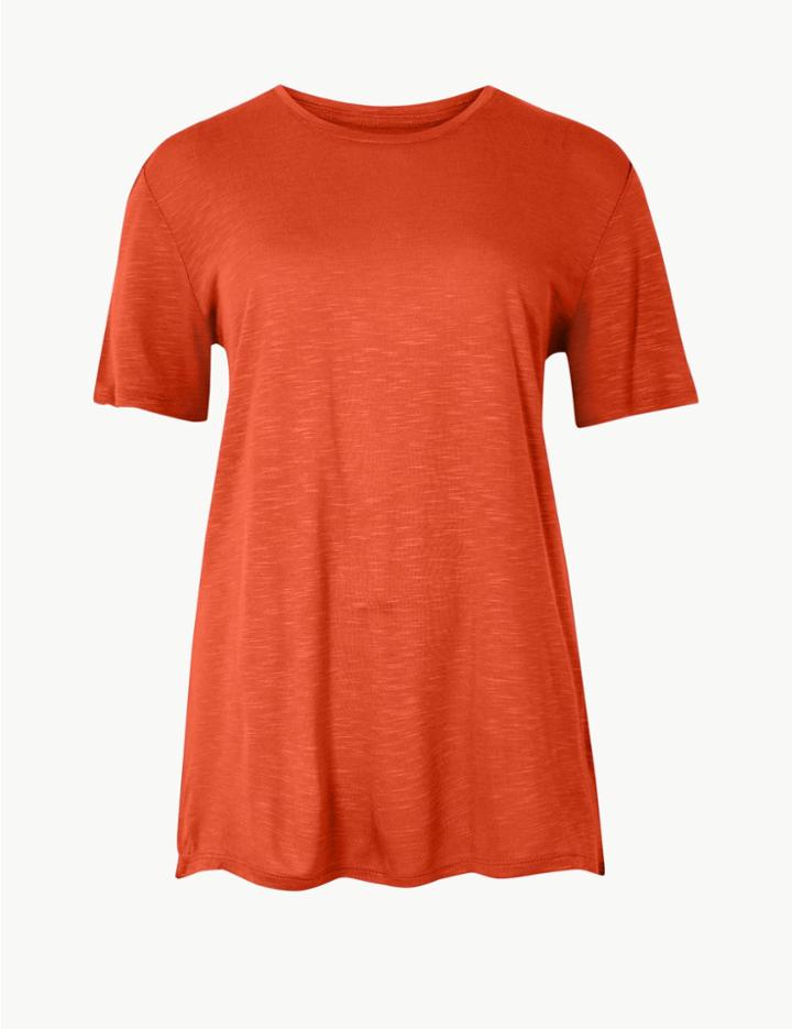 Marks & Spencer Relaxed Fit Slub T-shirt Burnt Orange
