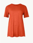 Marks & Spencer Relaxed Fit Slub T-shirt Burnt Orange