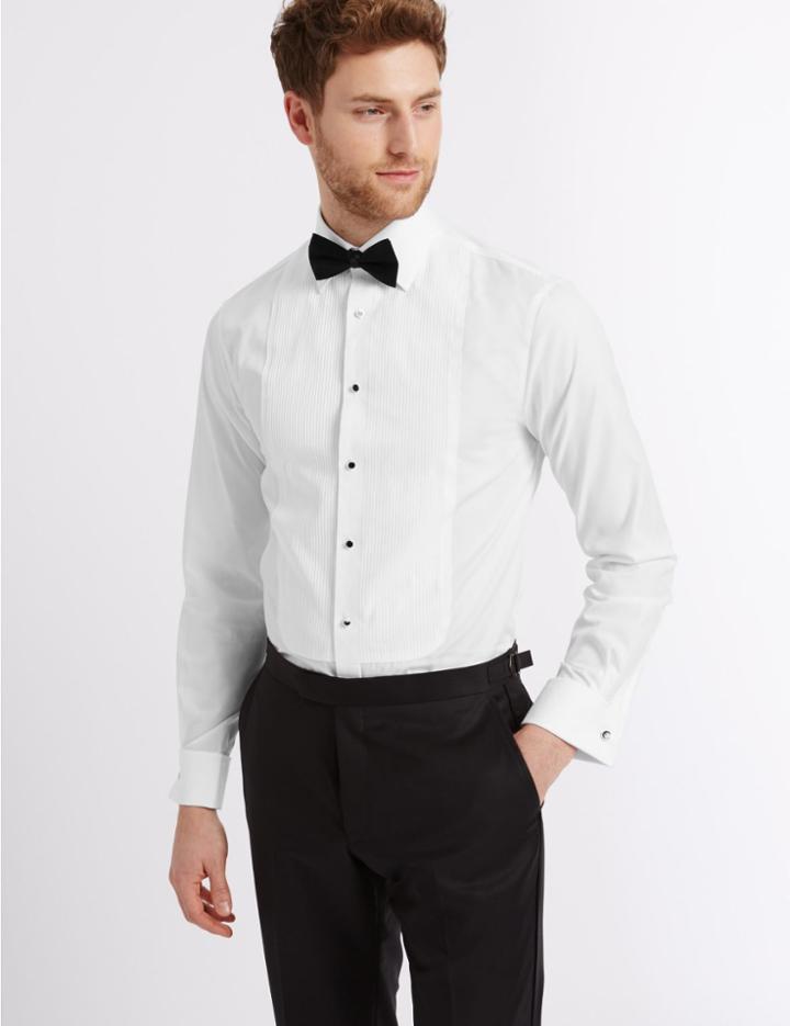 Marks & Spencer 2in Longer Regular Fit Dinner Shirt White