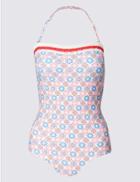 Marks & Spencer Secret Slimming&trade; Tile Print Bandeau Swimsuit Coral Mix