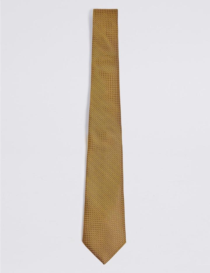 Marks & Spencer Pure Silk Textured Tie Gold