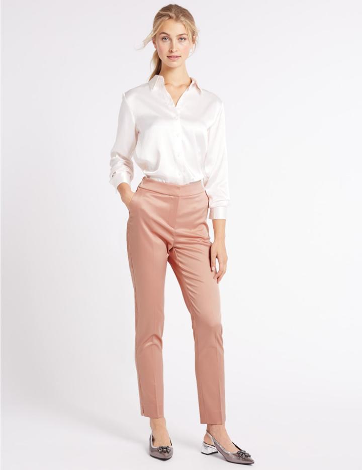 Marks & Spencer Slim Leg Trousers Pale Tan