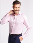 Marks & Spencer Pure Cotton Tailored Fit Shirt Pink