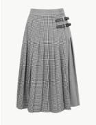 Marks & Spencer Checked A-line Midi Skirt Black Mix