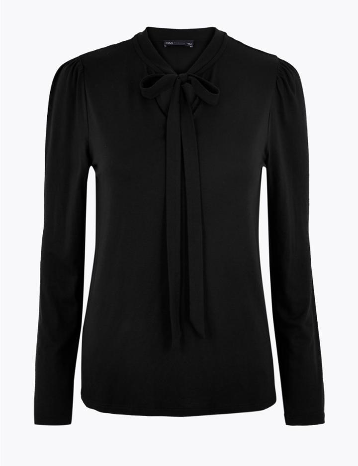 Marks & Spencer High Neck Long Sleeve Top Black