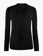 Marks & Spencer High Neck Long Sleeve Top Black