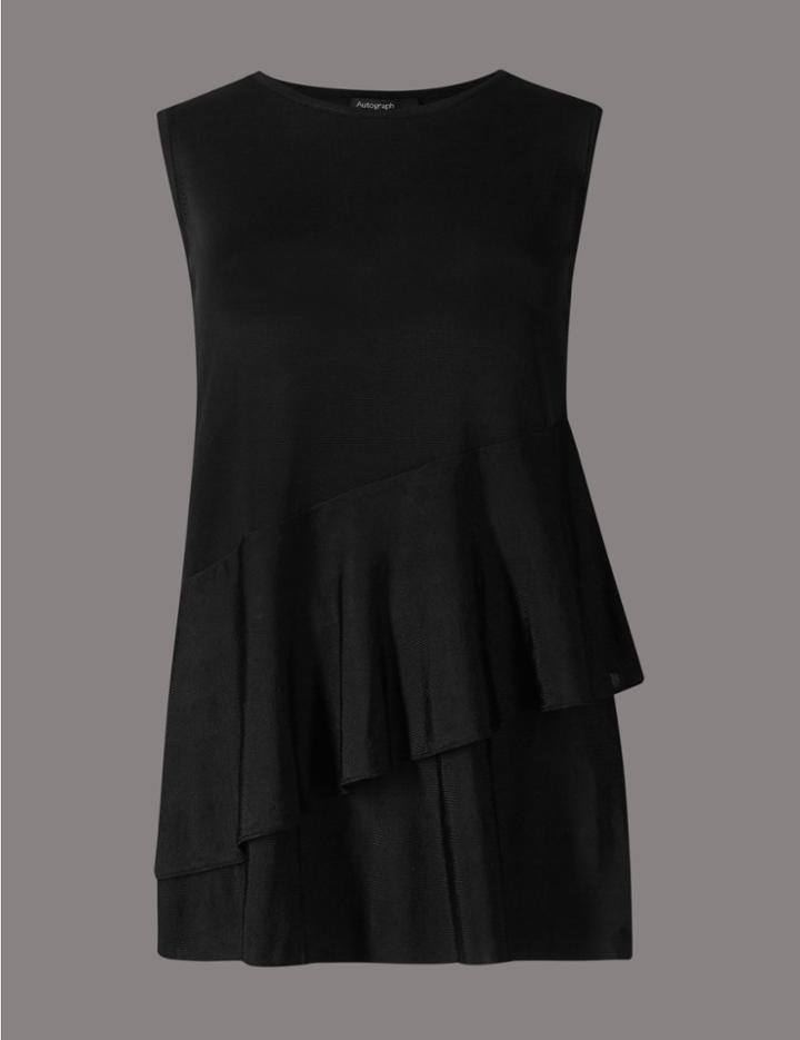Marks & Spencer Frill Asymmetric Sleeveless Jumper Black