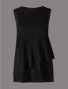 Marks & Spencer Frill Asymmetric Sleeveless Jumper Black