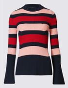 Marks & Spencer Flared Stripe Jumper Red Mix