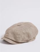 Marks & Spencer Pure Linen Bakerboy Hat Natural Mix