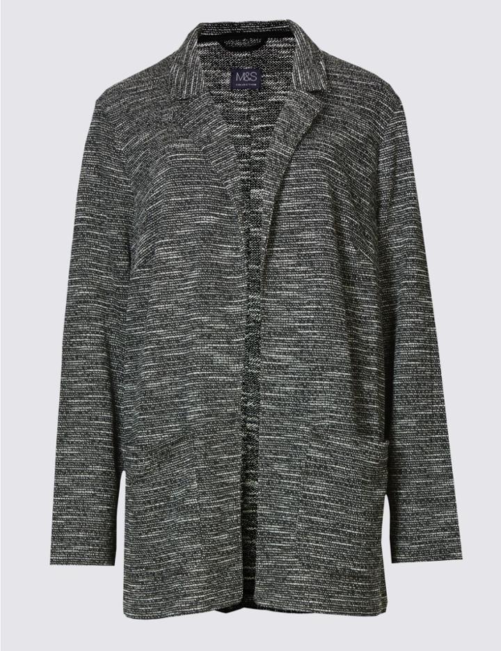 Marks & Spencer Plus Textured 2 Pocket Blazer Black Mix