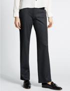 Marks & Spencer Textured Straight Leg Trousers Grey Mix