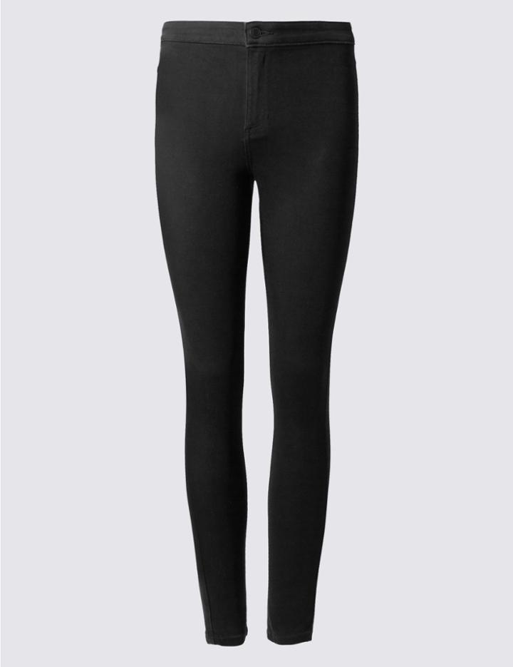 Marks & Spencer Plus Cotton Rich High Waisted Jeggings Black