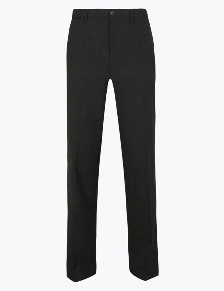Marks & Spencer Regular Stretch Checked Trousers Charcoal