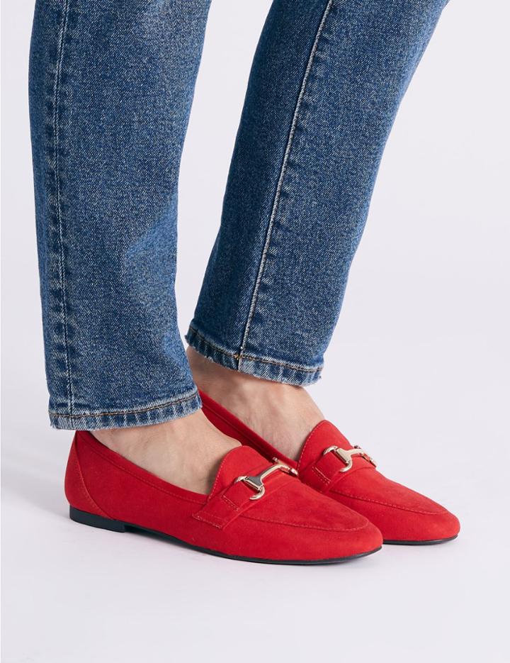 Marks & Spencer Metal Trim Loafers Red