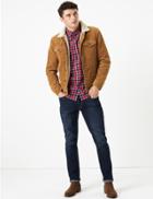 Marks & Spencer Pure Cotton Cord Borg Jacket Tan