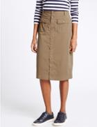 Marks & Spencer Sateen Pocket Detail Midi Skirt Camel
