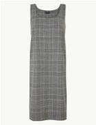 Marks & Spencer Checked Midi Pinafore Dress Grey Mix