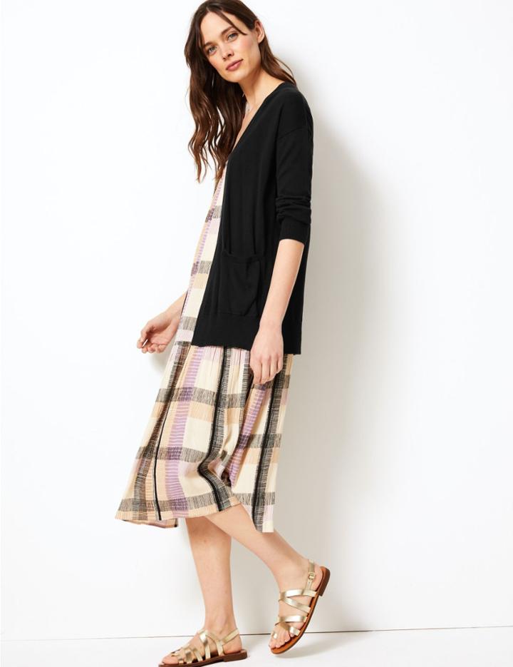 Marks & Spencer Pure Cotton Open Front Cardigan Black