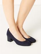 Marks & Spencer Wide Fit Block Heels Court Shoes Navy