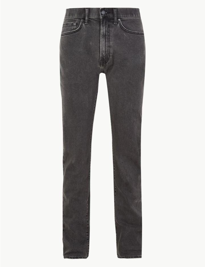 Marks & Spencer Tapered Fit Stretch Jeans With Stormwear&trade; Grey