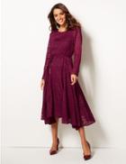 Marks & Spencer Textured Long Sleeve Tea Midi Dress Berry