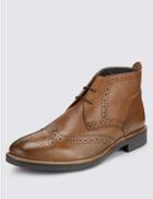 Marks & Spencer Leather Brogue Chukka Boots Tan