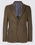 Marks & Spencer Brown Textured Slim Fit Jacket Brown