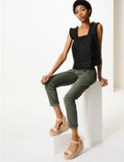Marks & Spencer Relaxed Mid Rise Slim Jeans Khaki