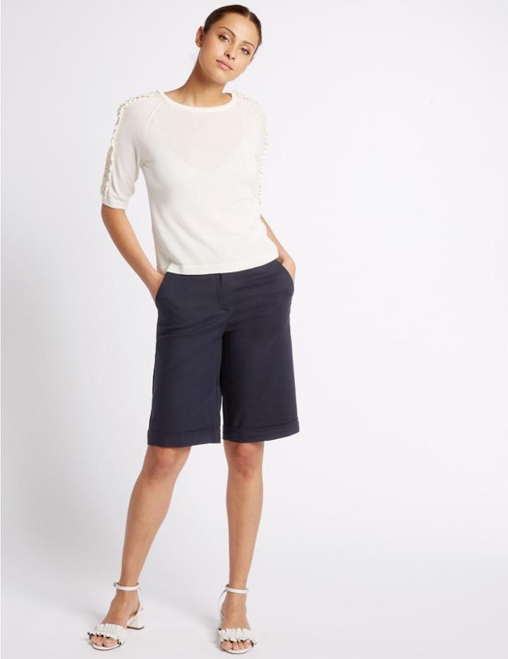 Marks & Spencer Cotton Rich Shorts Dark Midnight