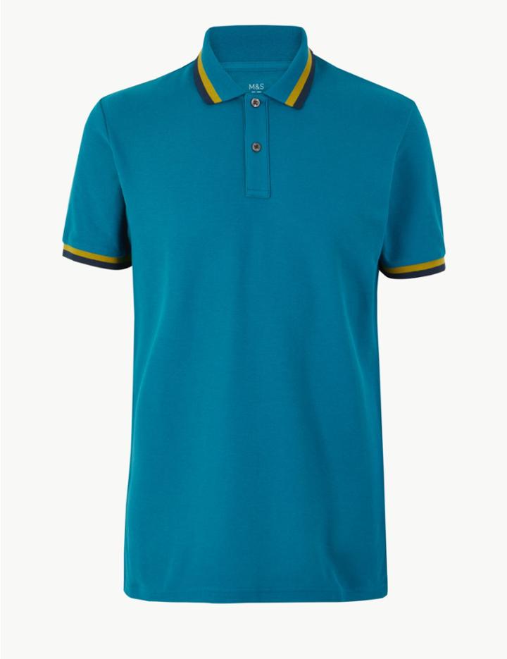 Marks & Spencer Pure Cotton Polo Shirt Teal