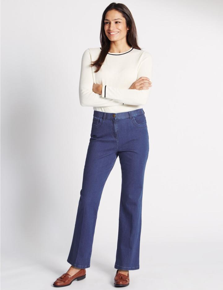 Marks & Spencer Mid Rise Straight Leg Jeans Medium Blue
