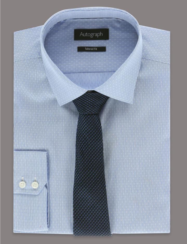 Marks & Spencer Pure Silk Premium Waffle Evening Tie Navy