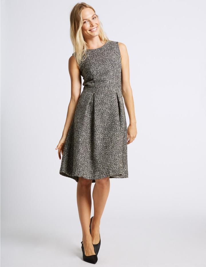 Marks & Spencer Textured Trophy A-line Midi Dress Silver Mix