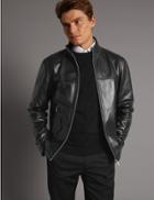 Marks & Spencer Leather Funnel Neck Jacket Black