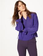 Marks & Spencer Funnel Neck Long Sleeve Blouse Purple