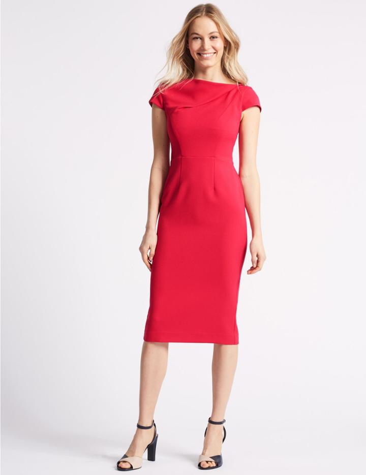 Marks & Spencer Crepe Cap Sleeve Bodycon Dress Pink
