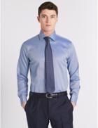 Marks & Spencer Pure Cotton Tailored Fit Shirt Dark Navy Mix